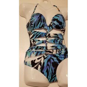 A Che One Piece Halter Monokini Wild Zebra Swimsuit size 8 A cup retail $125
